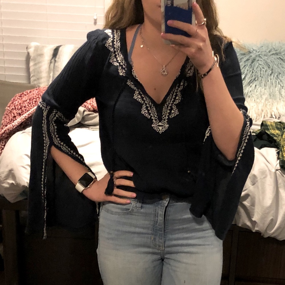 Hollister Boho Long Sleeve Shirt Bell Sleeve Small